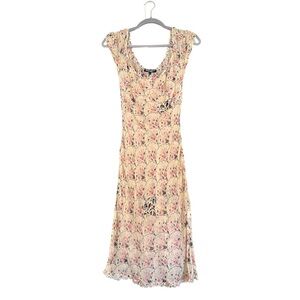 Vintage 90s Y2K Betsey Johnson New York Sheer Floral Milkmaid Slip Dress